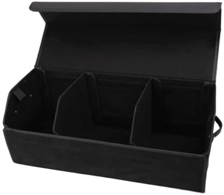 Car Organizers for Trunk for Suv Sedan, Leather Storage Box,Extra Large,Magnetic Lid,Collapsible and Adjustable, Collapsible Suede velvet， Black