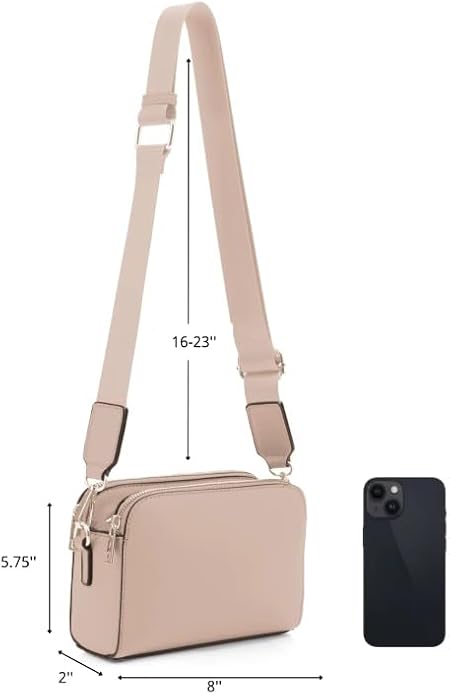 EVVE Crossbody Bags for Women Trendy Triple Zip Small Crossbody Camera Bag Purse