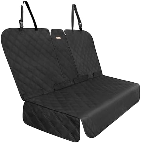 ALLANSING Back Seat Cover for Compact Cars and SUVs Rear Split Bench - 900D Oxford Waterproof Non-Slip Car Seat Protector for Messy Kids & Drooling Dogs, Easy Clean(Black)