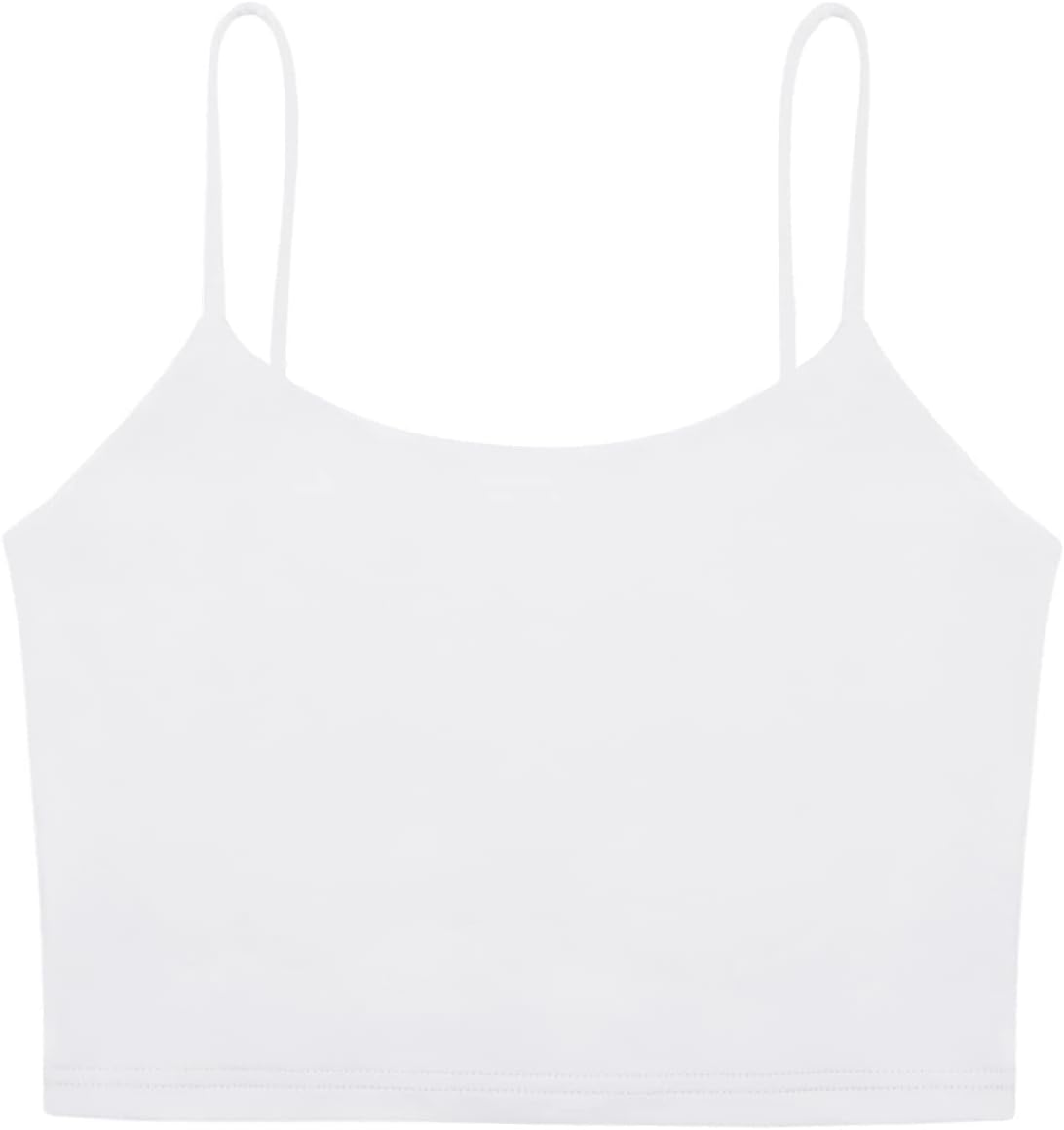 Reoria Women's Seamless Adjustable Spaghetti Strap Yoga Crop Top - Double Lined Comfort