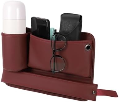 Motoforti Universal Car Seat Gap Filler Organizer Front Seat Gap Filler with Cup Holder Car Storage Accessories, Driver Side, Faux Leather, Wine Red