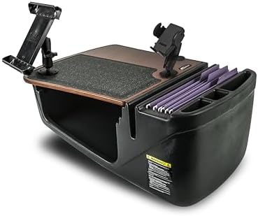 AutoExec GripMaster Car Desk for Your Vehicle Workstation and Mobile Office, Mahogany with Tablet Mount and Phone Mount