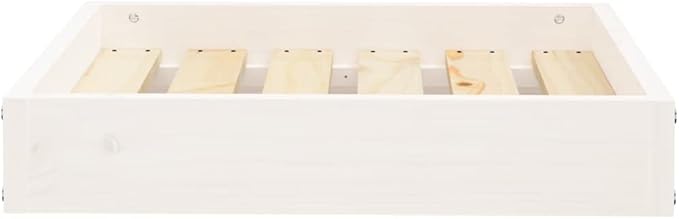 White Solid Pine Wood Dog Bed 20.3x17.3x3.5 Inch - Sturdy Minimalist Pet Sofa for Small Medium Dogs Rustic Raised Dog Crate with Stable Frame - Easy Assembly Indoor Outdoor Use