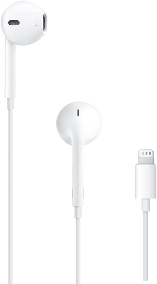 Apple EarPods Headphones with Lightning Connector, Wired Ear Buds for iPhone with Built-in Remote to Control Music, Phone Calls, and Volume | Lightning connector with in-line controller and microphone for music, video playback and phone calls