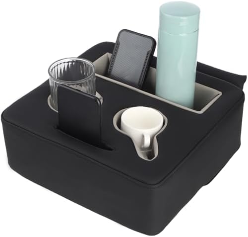Back Seat Cup Holder for Car, Universal Truck Bed Organizer, Automotive Bottle Holder Tray, Boat Couch Expander Tray for Snacks, Phone, Remote