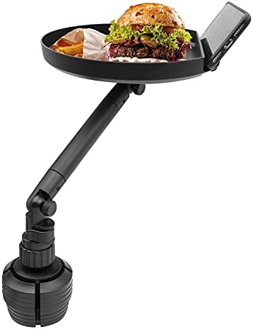 Macally Cup Holder Tray for Car - Adjustable Car Tray Table - Perfect Car Food Tray for Eating with Phone Slot and Swivel Arm - Car Organizer