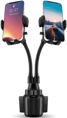 DaisyInner Dual Phone Car Mount Cup Holder 360° Rotatable 2.6"-4.3"