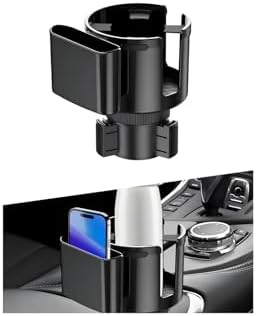 Car Cup Holder Expander, 2 in 1 Expandable Base Vehicle Cupholder Adapter with Phone Holder, Automotive Interior Water Bottle Insert Extender, Universal for SUV RV Truck