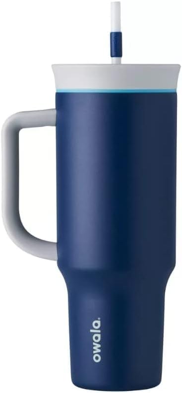 Owala 40 oz Stainless Steel Insulated Travel Tumbler - Spill Resistant Lid, Straw & Carry Handle | Dark Blue