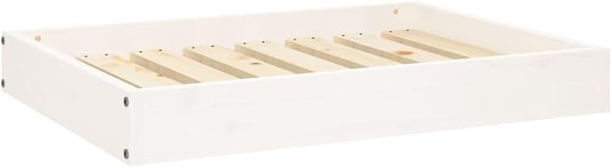 Dog Bed Frame for Small Dogs, Solid Pine Wood Elevated Pet Bed, Modern Minimalist Rectangular Wood Pet Sleeping Platform, 28.1 x 21.3 Inches, White