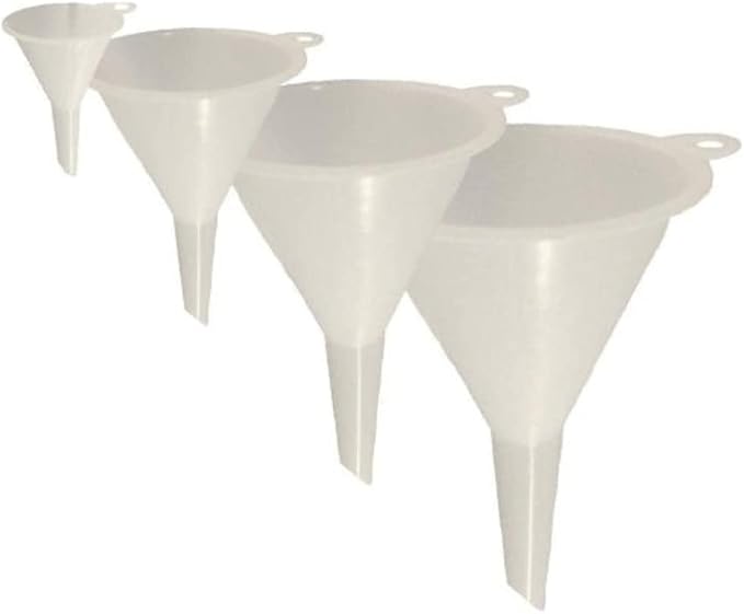 Chef Craft Set of 4 General Purpose Plastic Assorted Sizes Nested Funnel Set, White