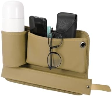 Motoforti Universal Car Seat Gap Filler Organizer Front Seat Gap Filler with Cup Holder Car Storage Accessories, Driver Side, Faux Leather, Beige
