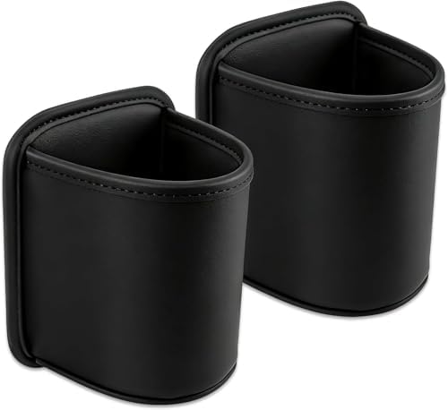Car Cup Holder for Mitsubishi Eclipse Cross 2021-2024, Leather Door Side Drink Stand Automotive Hanging Storage Organizer Clip-On Vehicle Bottle Mount Pocket Black