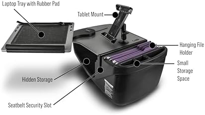 AutoExec Reach Car Desk for Your Vehicle Workstation and Mobile Office, Front Seat, with Tablet Mount