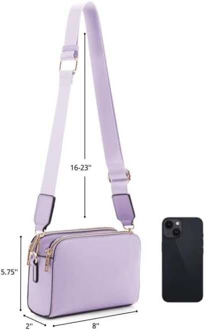EVVE Crossbody Bags for Women Trendy Triple Zip Small Crossbody Camera Bag Purse