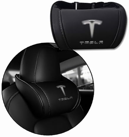 Ergonomic Car Headrest Neck Pillow with Valve Stem Covers for Tesla Model S/X/3/Y & Cybertruck – 1 Piece