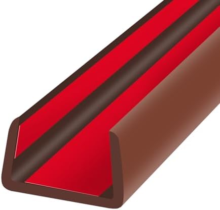 Rubber Edge Trim, Flexible Edge Banding, 3/4"(19mm) U Channel Furniture Edge Protector, Self Adhesive Edge Guards for Plywood, Wood, Glass Parts, 20Ft, Brown Color