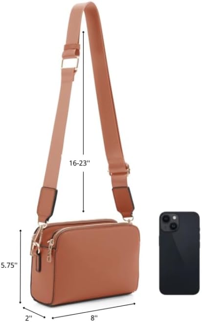 EVVE Crossbody Bags for Women Trendy Triple Zip Small Crossbody Camera Bag Purse
