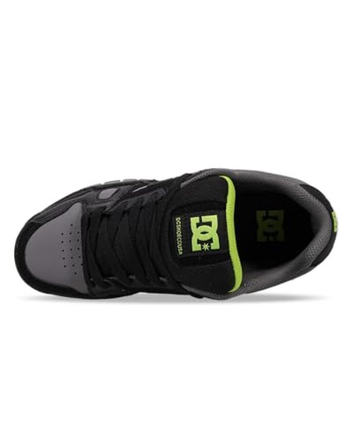 DC Men's Stag Skate Shoe, Black/Grey/Lime, 7