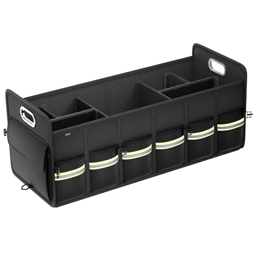 FLORICH Trunk Organizer for Suv, Large Truck Organizer Back Seat Storage Premium, Collapsible Multi-Compartment Car Organizers and Storage Waterproof