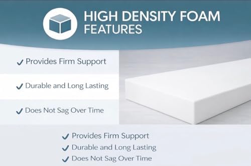 26" W x 30" L Upholstery Foam Cushion – High Density Firm Support Foam for Chair, Dining Chair & Wheelchair Seat Replacement (3" x 26" x 30")