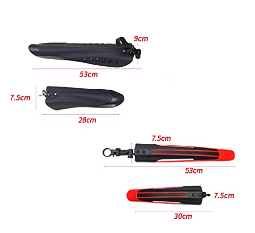 Free-fly Adjustable Road Mountain Bike Bicycle Cycling Tire Front/Rear Mud Guards Mudguard Fenders Set (Black)