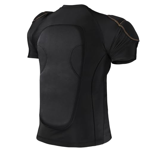 Dialudon Men's Snowboard Protective Padded Shirt for Back Spine Shoulder Chest Protector Ski Compression Impact Shirt for Ice Skating Skateboard