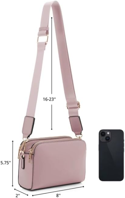 EVVE Crossbody Bags for Women Trendy Triple Zip Small Crossbody Camera Bag Purse