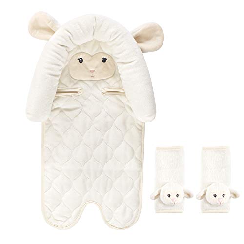 Hudson Baby Unisex Baby Car Seat Insert and Strap Covers, Pretty Elephant, One Size