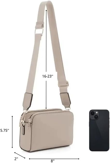 EVVE Crossbody Bags for Women Trendy Triple Zip Small Crossbody Camera Bag Purse