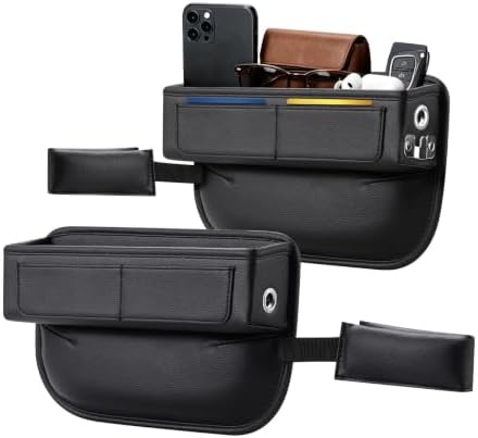 Premium Leather Car Seat Gap Filler Organizer & Cup Holder (1 Pair)