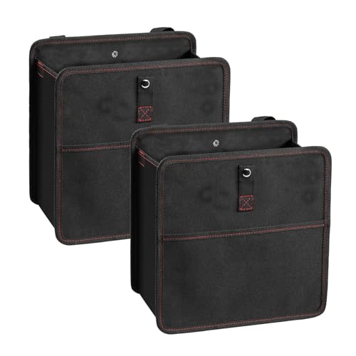 Simple Deluxe 2 Pack Car Trash Can, Leak-Proof Car Garbage Can with Storage Pockets, Collapsible, Portable and Waterproof, 3 Gallon, Black