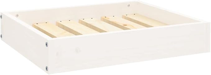 Small Dog Bed, Solid Pine Wood Elevated Pet Bed Frame, Rectangular Minimalist Raised Bed for Small Dogs, Indoor Pet Furniture, White
