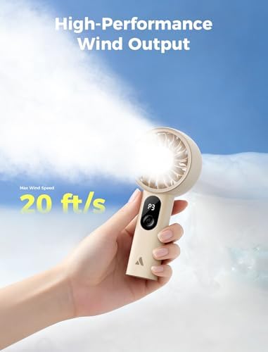 Aecooly Mighty Portable Fan 2 Pack, Powerful Handheld Fan, USB Rechargeable