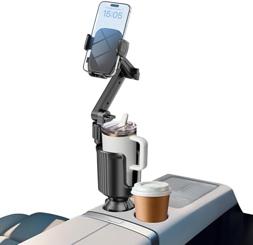 Cup Phone Mount for Car, Cup Phone Holder [2026 Upgraded] 20.5" Height Long Arm Phone Mount for Your Car/Truck/SUV Fit All 4.0-7.0in Smartphones iPhone, No Shake Design