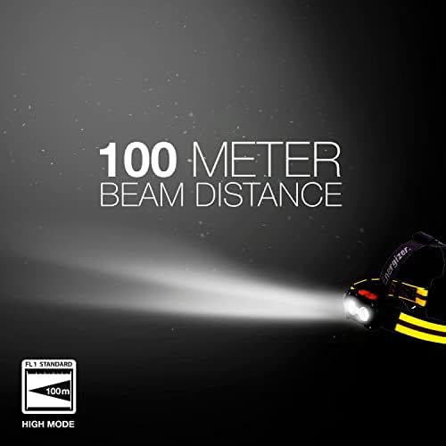 Energizer HARD CASE LED Headlamp Flashlight, High Lumens, IPX4 Water Resistant, Impact Resistant, For Camping, Hiking, Construction, Emergency Light, Batteries Included
