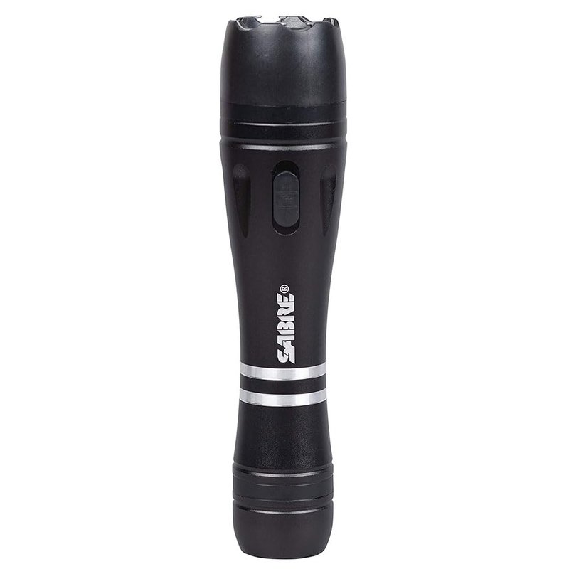 SABRE 2-in-1 Tactical Stun Gun with LED Flashlight, Self Defense Stun Gun with 2.517 µC Charge Produces Intolerable Pain, 130 Lumen LED Light, Safety Switch, Belt Holster, Rechargeable Battery