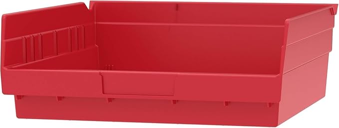Akro-Mils 30170 Plastic Shelf Bins, Heavy Duty Storage Bins for Garage, Closet, and Drawer Organization, 12-Inch x 11-Inch x 4-Inch, Red, 12-Pack