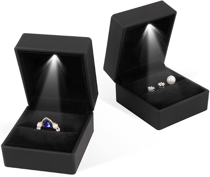 iSuperb® Ring Box Black Jewelry Case Organizer