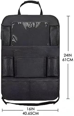 2 Pack Backseat Car Organizer & Kick Mat, Waterproof Seat Back Protector with Clear Pad/Tablet Holder, Universal Fit Car Organizer for Kids Travel Essentials & Storage for SUV/Truck/Sedan