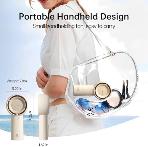 JISULIFE Portable Handheld Turbo Pocket Fan Rechargeable 4000mAh 5-Speed