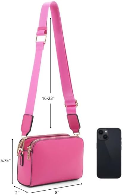 EVVE Crossbody Bags for Women Trendy Triple Zip Small Crossbody Camera Bag Purse