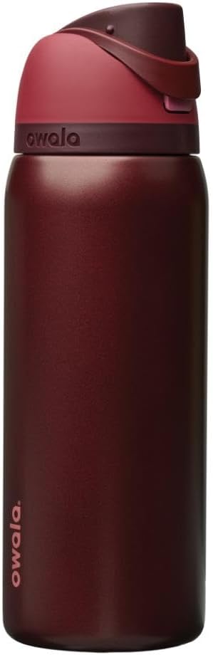 Owala FreeSip Insulated Stainless Steel Water Bottle - BPA-Free, 32 Oz, Black Cherry | Perfect for Travel