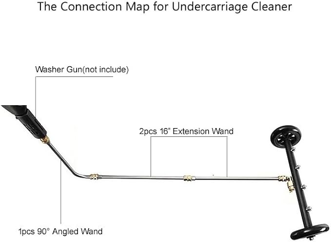 2-in-1 16" Dual-Function Undercarriage Pressure Washer Cleaner, Surface Cleaner for Power Pressure Washer Attachment， Underbody Car Wash Water Broom with 3 Pieces Extension Wand, 4000 PSI