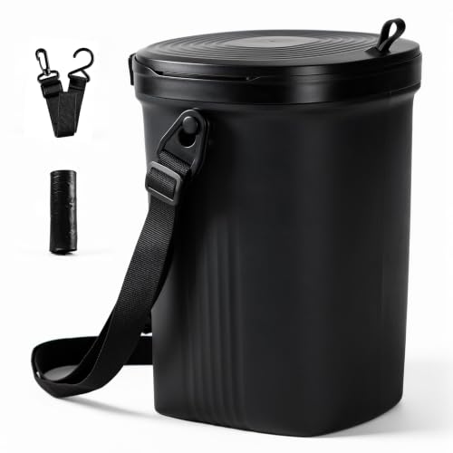 Trash Can for Car Garbage with Lid, Leakproof 100% Silicone Car for Vehicle, Sedan, SUV, Van, MPV &amp; Truck, 2 Gallon Waterproof Auto Waste Bin for Back Seat, Odor-Sealing Vehicle Organizer, Black