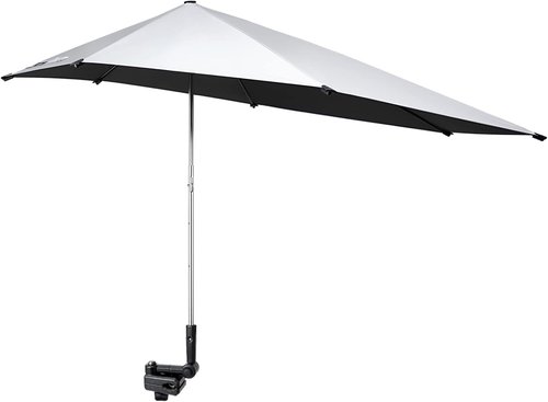 G4Free UPF 50+ Adjustable Umbrella - Universal Clamp for Beach Chair, Golf Cart, Wheelchair & More (Black)