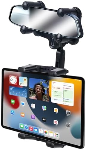 kelofam Phone Mount for Car,Car Rear View Mirror Phone Holder, Multifunctional 360°Rotatable and Retractable Tablet Holder for Car，Suitable for iPhone,iPad,Samsung Z Fold 7 6 5, All Foldable Phones