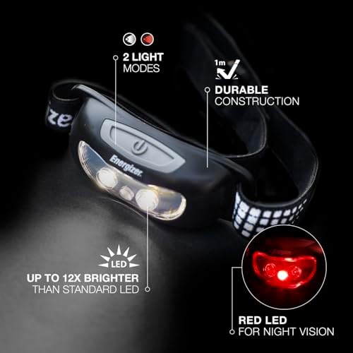 Energizer Universal+ LED Headlamp, Bright Head Lamp for Outdoors, Camping and Emergency Light, IPX4 Water Resistant (Batteries Included)(Pack of 4)
