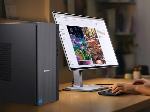 Lenovo IdeaCentre Tower Desktop Computer, 10-core Intel Ultra 5 225 AI PC | 32GB DDR5, 2TB SSD, HDMI + VGA, Wi-Fi 6E, RJ-45, USB-C, Wired Keyboard & Mouse, Windows 11 Home