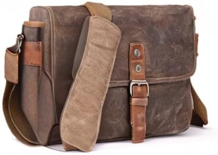 SLR Camera Bag, Waterproof Wax Canvas Bag Vintage Camera Case Messenger Bag